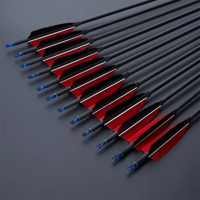 6pcs Archery Feather Fletched Carbon Arrow Spine 500 For Outdoor Shooting 3