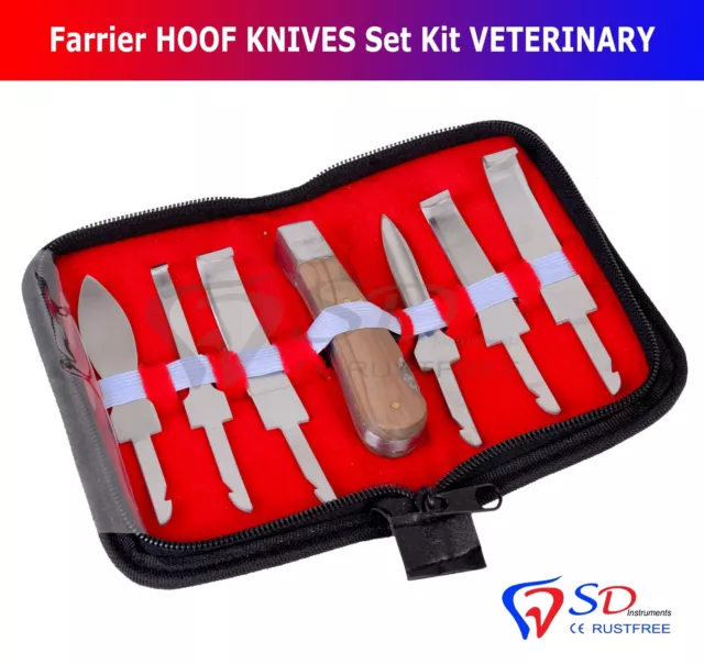 Professional Farrier HOOF KNIVES Set Kit VETERINARY Enquine Horse S STEEL New CE