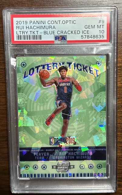 2019 Contenders Optic Rui Hachimura Blue Cracked Ice Lottery Ticket RC #9 PSA 10