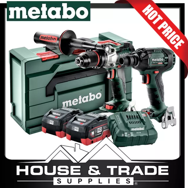 Metabo Brushless Hammer Drill & Impact Wrench Combo 5.5Ah 18v Li-Ion AU68202155