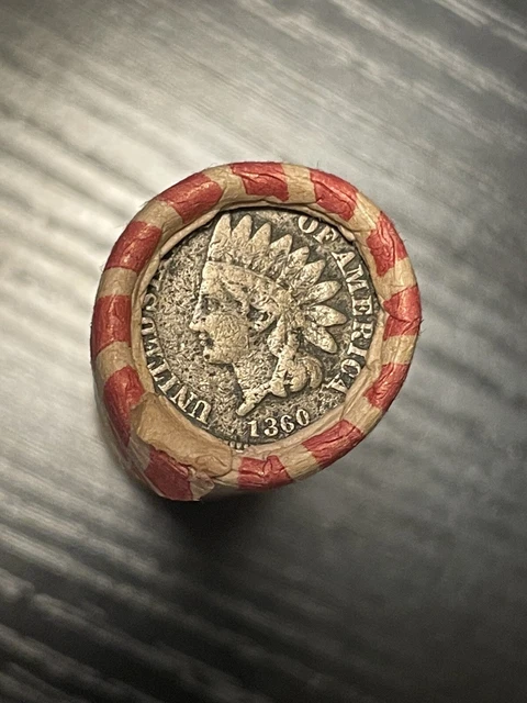 1860 Indian Head / 1918 D Lincoln Penny Ends Mix Wheat Cent Roll