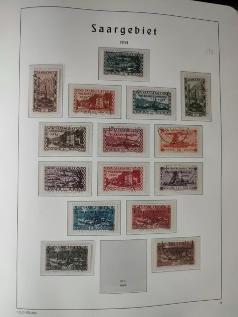 Saargebiet 1934 . 15 Briefmarken.  gestempelt.  ungebraucht. 12