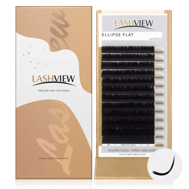 LASHVIEW Flat Lashes 0.15mm Thickness C Curl  8 mm Length.