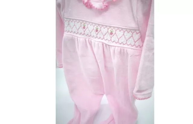 Baby Girl sleepsuit baby grow Little flower pink velour Spanish Style 3 6 Months