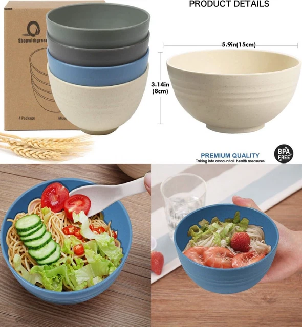 shopwithgreen Wheat Plastic Cereal Medium, Medium- Coastal Color (4pcs)