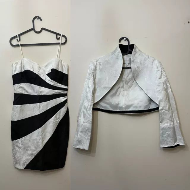 Giacca abito bianco John Charles madre della sposa nera taglia 12