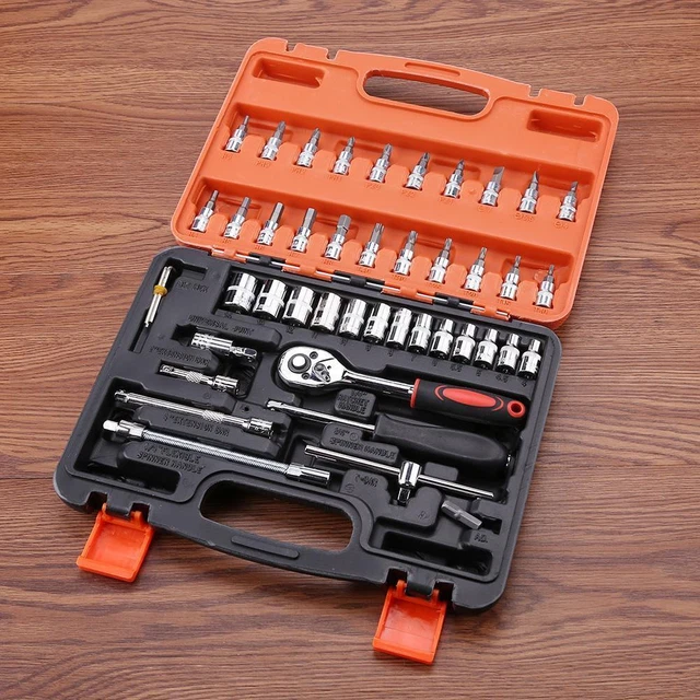 46pz Set Chiavi a Cricchetto Manica Kit per Strumenti Riparazione Auto Moto Bicicletta