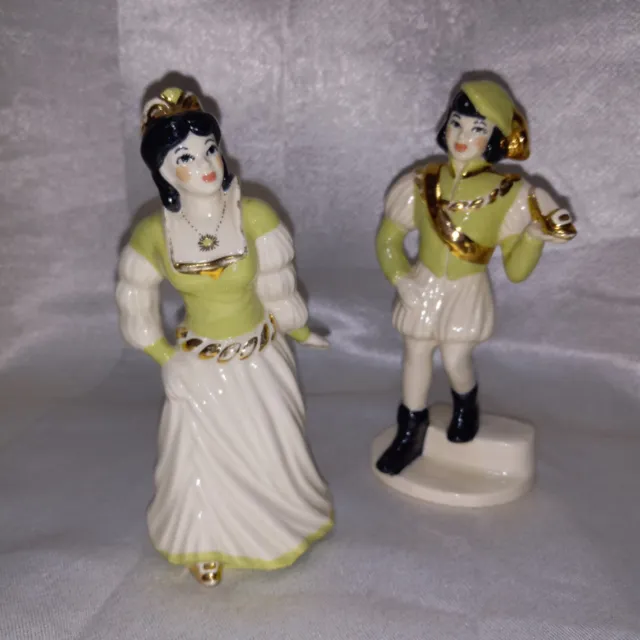 Cinderella & Prince Charming Figurines Ceramic Arts Studio USA 1940-50s Green