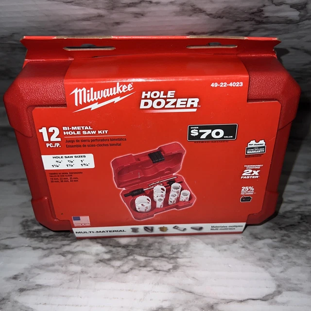 49-22-4023 Milwaukee 12 Pc Hole Saw Kit Compact Automotive Hole Dozer BiMetal