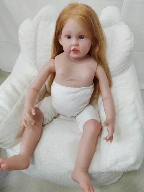 28" Toddler Girl Reborn Baby Doll Realistic Hand Rooted Hair Soft Body Toys GIFT