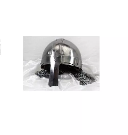 Medieval Viking Nasal Armor Helmet Steel w/Chainmail Hand Forged Sca  Halloween