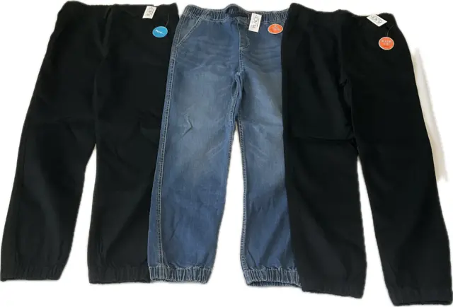 The Childrens Place Jogger Sweat Pants Boys Size 7 Black Blue Stretch 3 Pair