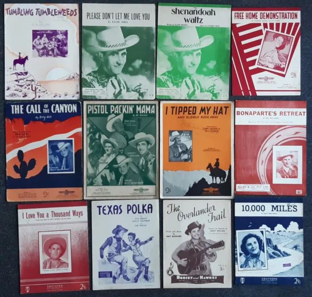 Vintage Sheet Music ~12 Country & Western Titles  (#C96)