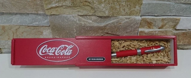 Penna Coca Cola Con Custodia  In Legno Rossa Da Collezione