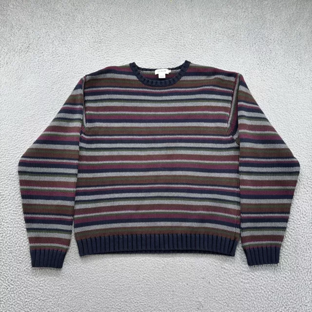 Vintage J Crew Men’s 100% Cotton Pullover Knit Sweater Striped in Size XL