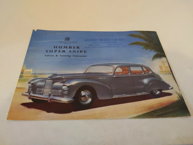 1952 Humber Super Snipe Saloon & Touring Limousine Sales Brochure Catalog