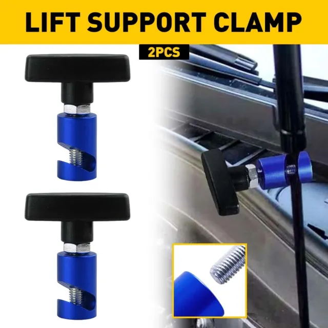 2X Car Hood Lift Rod Support Clamp Shock Prop Strut Stopper Retainer Tool Blue