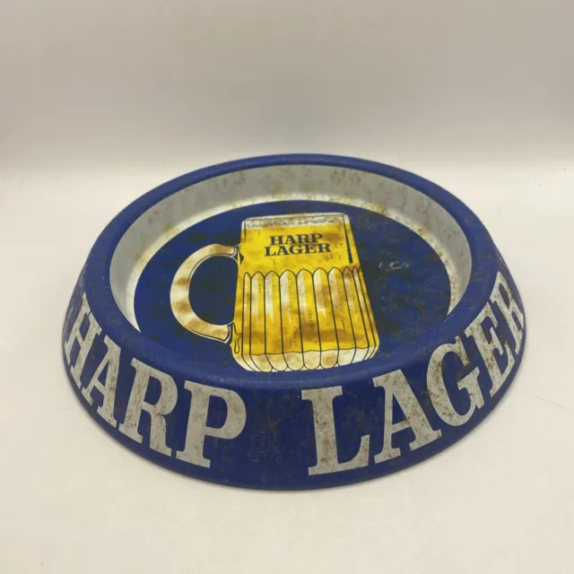 HARP Lager Ash Tray  - Vintage Barware - Patina Tim - Rare Mancave - Beer Pub