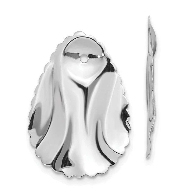 14K White Gold Oval Earring Jackets Ear Jewelry 23mm x 16mm