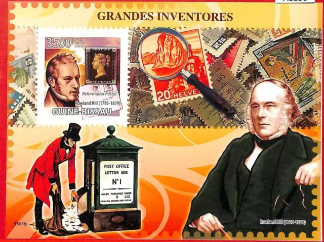 A0850- Guinea-Bissau ERROR IMPERF 2009  people Rowland Hill Stamps Марки