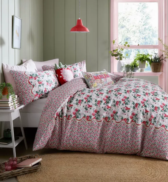 Cath Kidston Strawberry Rose Pink Bedding Duvet Cover Set & Pillowcases