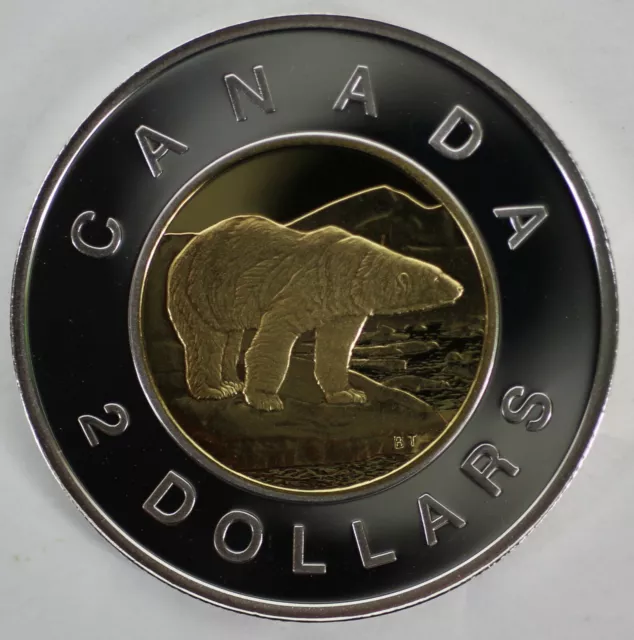 1997 Canada Toonie Proof Silver With 24K Gold Plated Core Two Dollar Coin