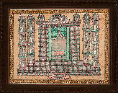 Madhubani Folk Art Indian Painting Colorful Tajmahal 30x22" Home Decor Wall Art
