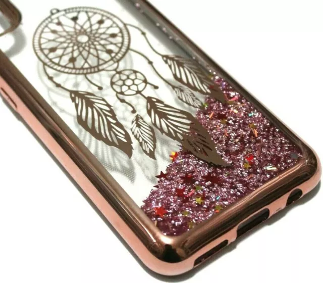 For Samsung Galaxy A10E Case Rose Gold Dream Catcher Glitter Stars Liquid Cover