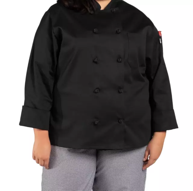 Uncommon thread Women Chef Coat- 10 Black Knot buttons.