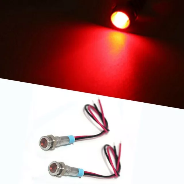 2* Ultra Small Motorcycle Red LED Brake & Running Tail Lights/Panel Pilot Lamp