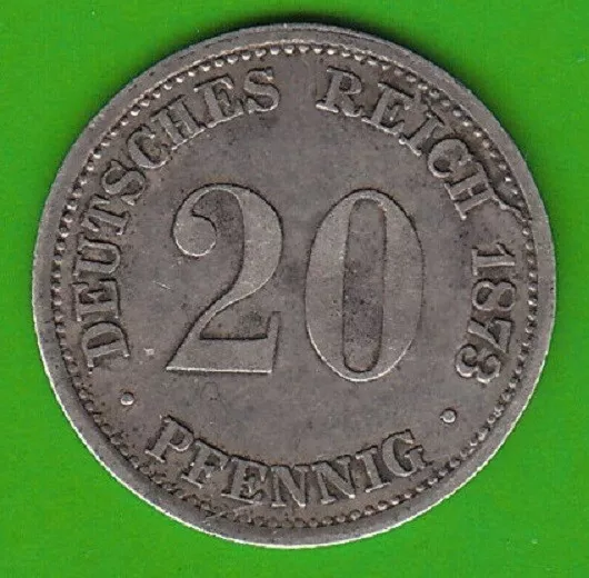 Münze Pfennig Silber Kaiserreich 20 Pfennig 1873 B sehr schön selten nswleipzig