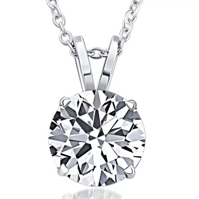 Certified VS 2Ct Solitaire Diamond Necklace 14k White Gold Lab Grown Pendant
