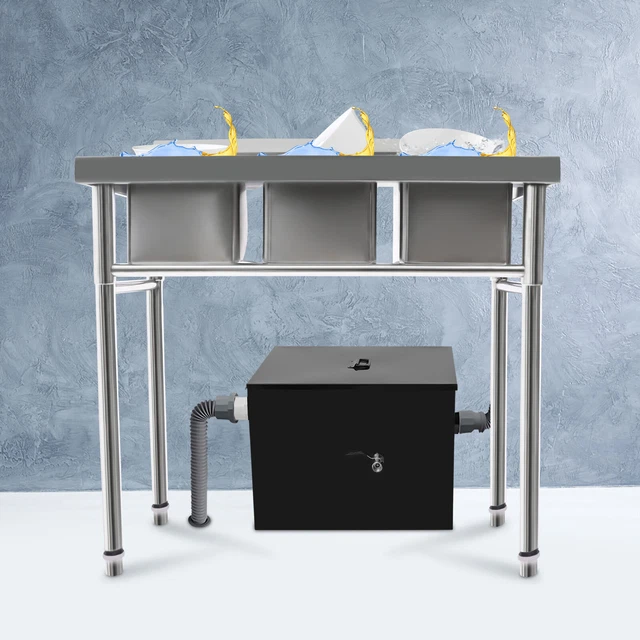 40LB Stainless Steel Interceptor Restaurant Kitchen Commercial Grease Trap