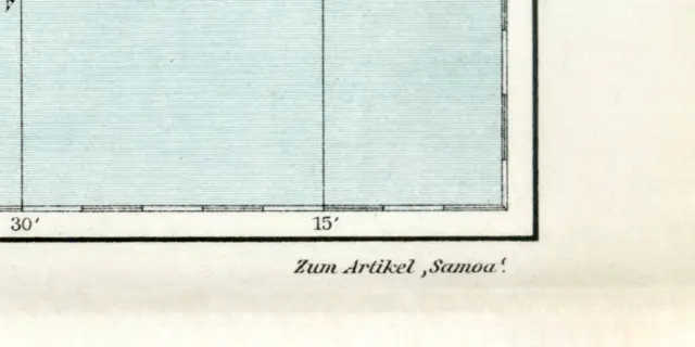 Samoa Inseln historische Landkarte Lithographie ca. 1907 antike Karte Geographie 10