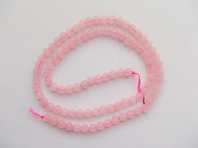 1filo /93pz di perline pietre in quarzo rosa  tondo 4mm bijoux