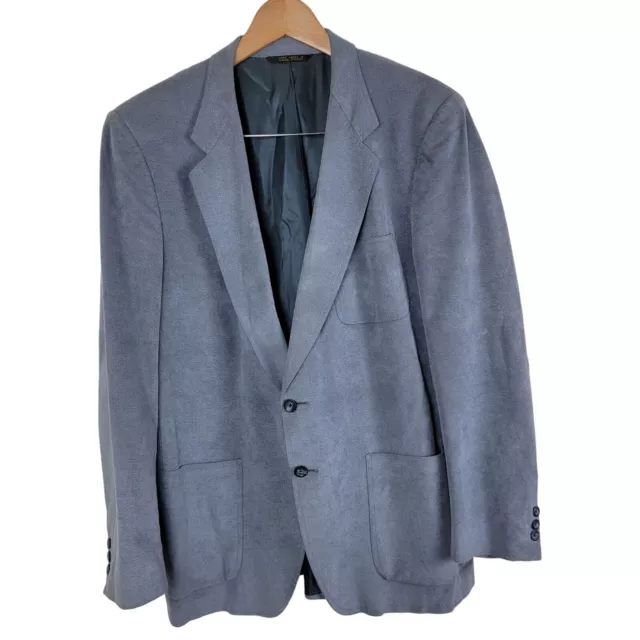 Chaqueta Deportiva Blazer de Cuero de Gamuza Neiman Marcus para Hombre Talla 40R Azul Vintage