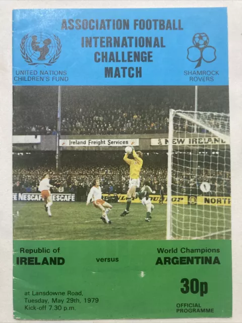 1979 REPUBLIC OF IRELAND v ARGENTINA INTERNATIONAL FRIENDLY FOOTBALL PROGRAMME