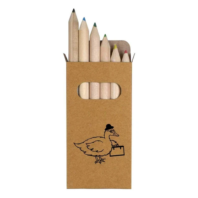 "Juego de 6 lápices cortos de 85 mm ""Pato con maletín"" (PE00048910)