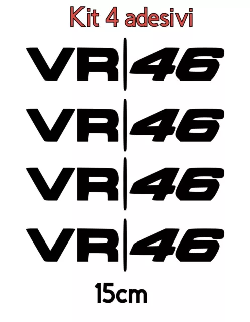 Kit 4 Adesivi VR46 Valentino Rossi Riproduzione 10x2,6 Cm Moto Casco Sticker