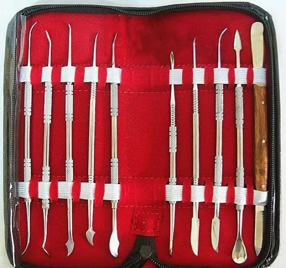 12Pcs Dental Waxing Instruments Kit Carving Knife Wax Carvers Spatula  Laboratory