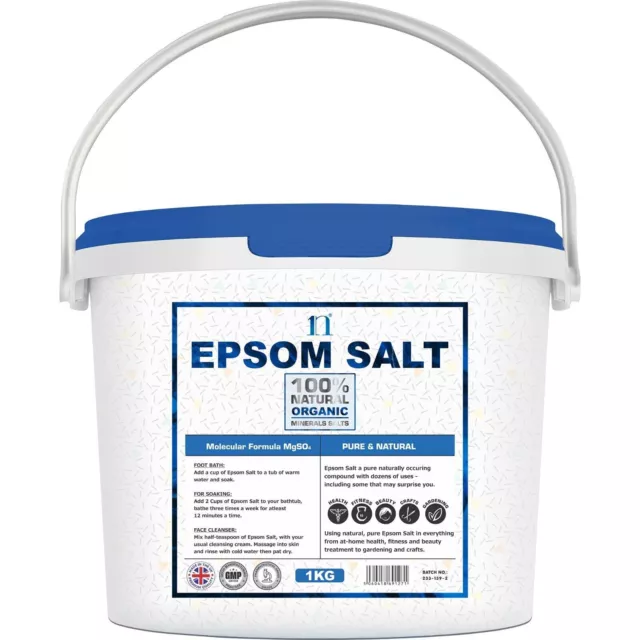 EPSOM SALT 5KG Bucket Food Grade Medical Organic Magnesium Sulphate Bath Salts