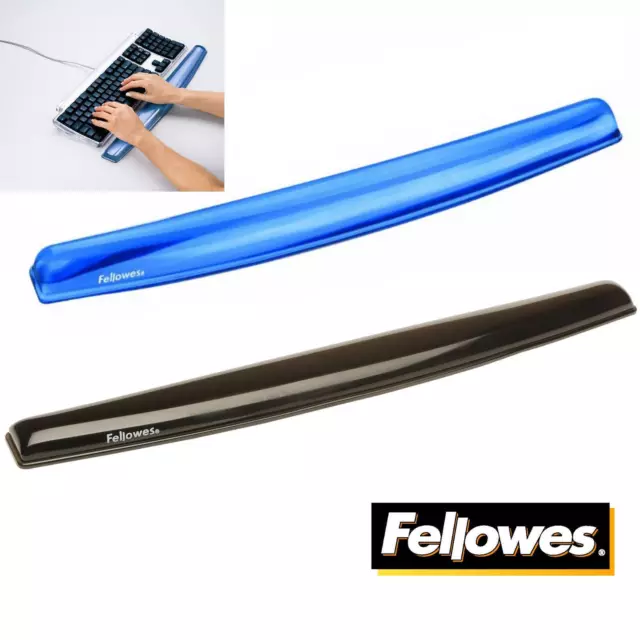 Fellowes Keyboard / Typing Wrist Rest Support Crystal Gel Black, Blue Or Purple 2