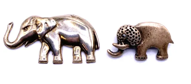 Vtg. Sterling Silver Elephant brooch lot of 2