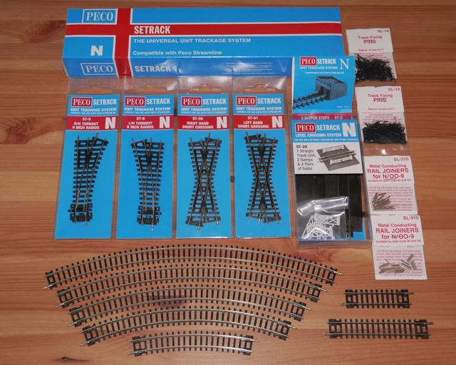 Peco N Gauge Setrack code 80 Turnouts Points Crossings Straights Curves