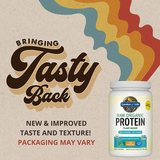 Organic Vegan Unflavored Protein Powder - Garden of 20 Servings (Pack 1)