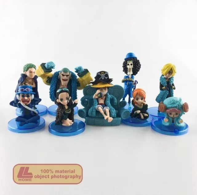 Anime One Piece 20th Anniversary Blue Luffy Zoro 9Pcs Figure Statue Toy Gift