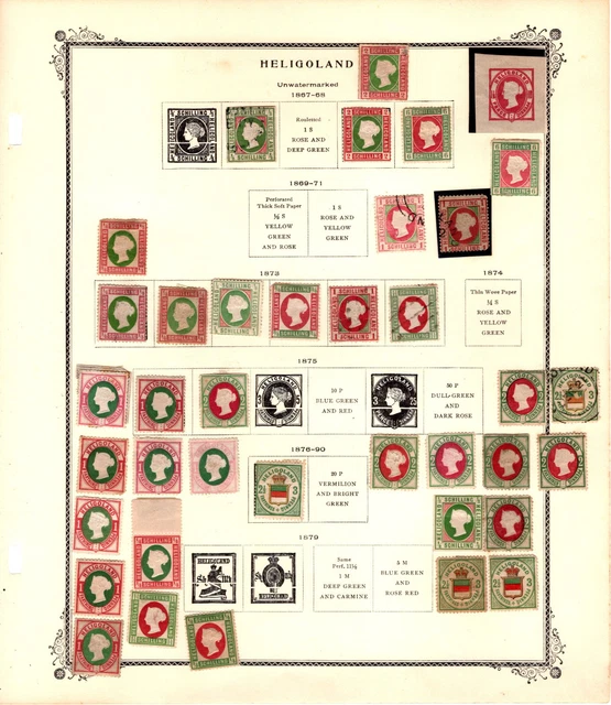 Altdeutschland Helgoland Urige Sammlung auf altem Vordruck 1867 - 1876