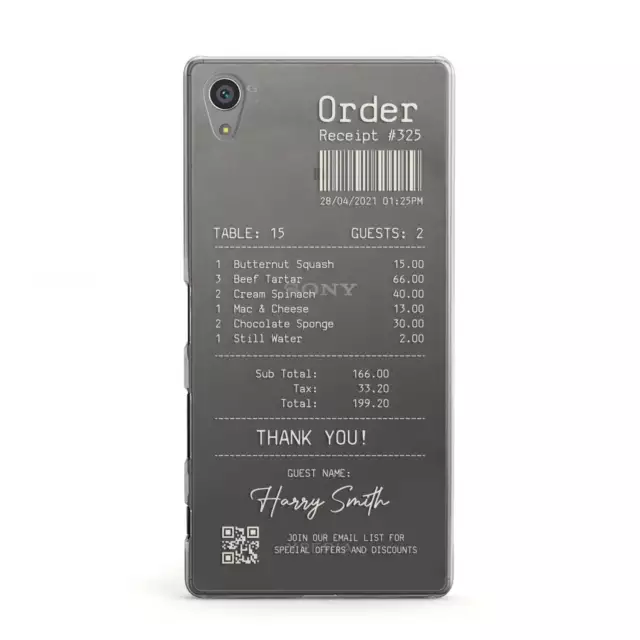 Personalised Receipt Sony Case for Sony Phones