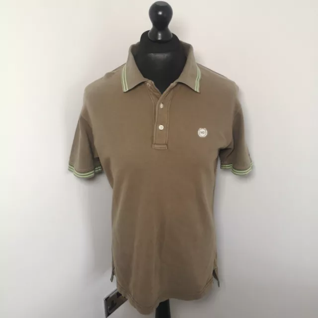 Tommy Hilfiger Denim Mens Polo Shirt Brown Large Twin Tipped Short Sleeve