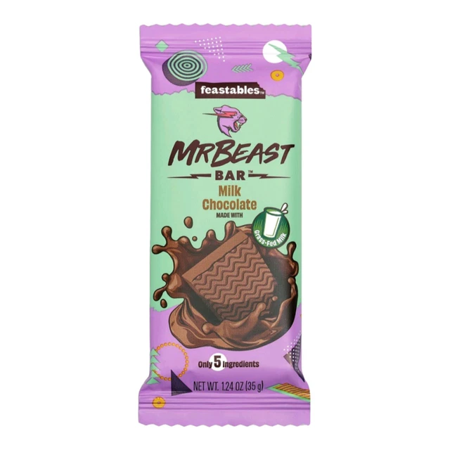 FEASTABLES MRBEAST MILK Chocolate Bar 1.24 oz SHIPS WORLDWIDE £8.48